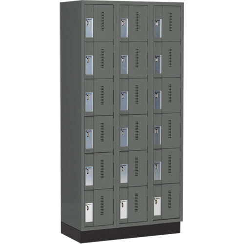 Concorde Heavy-Duty Lockers, 6 -tier, Bank of 3, 36" x 18" x 76", Steel, Charcoal, Welded (Assembled) Toolneeds Inc.