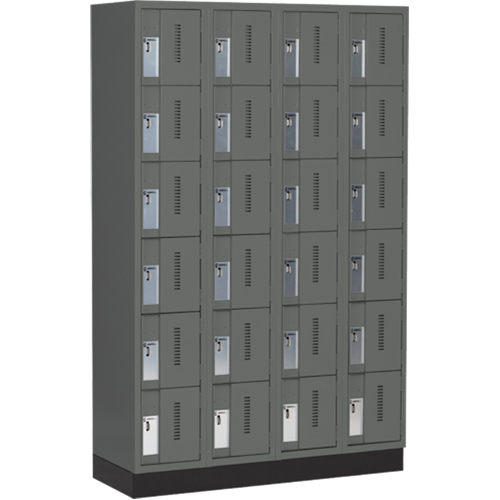 Concorde Heavy-Duty Lockers, 6 -tier, Bank of 4, 48" x 18" x 76", Steel, Charcoal, Welded (Assembled) Toolneeds Inc.