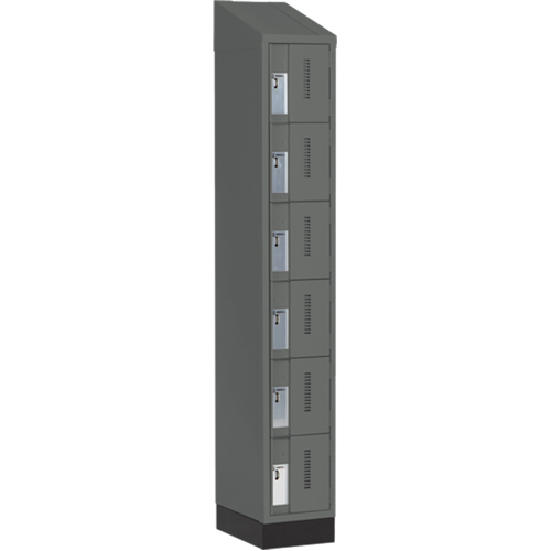 Concorde Heavy-Duty Lockers, 6 -tier, 12" x 18" x 82", Steel, Charcoal, Welded (Assembled) Toolneeds Inc.