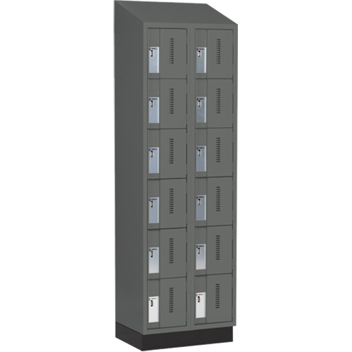 Concorde Heavy-Duty Lockers, 6 -tier, Bank of 2, 24" x 18" x 82", Steel, Charcoal, Welded (Assembled) Toolneeds Inc.