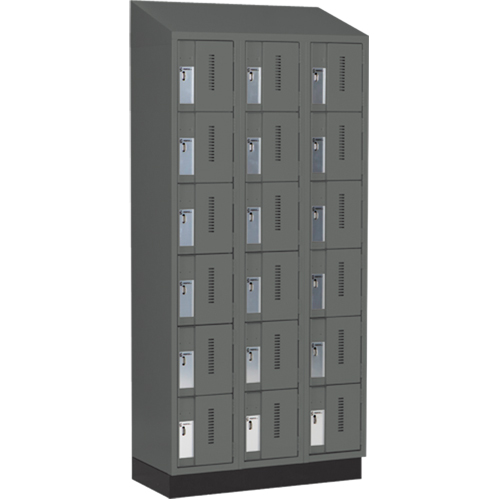 Concorde Heavy-Duty Lockers, 6 -tier, Bank of 3, 36" x 18" x 82", Steel, Charcoal, Welded (Assembled) Toolneeds Inc.