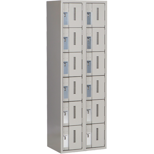 Concorde Heavy-Duty Lockers, 6 -tier, Bank of 2, 24" x 18" x 72", Steel, Grey, Welded (Assembled) Toolneeds Inc.