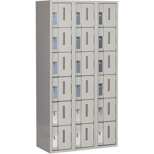 Concorde Heavy-Duty Lockers, 6 -tier, Bank of 3, 36" x 18" x 72", Steel, Grey, Welded (Assembled) Toolneeds Inc.
