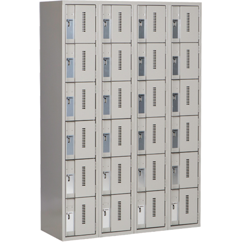 Concorde Heavy-Duty Lockers, 6 -tier, Bank of 4, 48" x 18" x 72", Steel, Grey, Welded (Assembled) Toolneeds Inc.