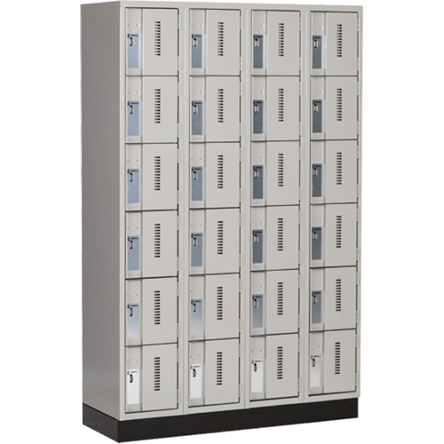 Concorde Heavy-Duty Lockers, 6 -tier, Bank of 4, 48" x 18" x 76", Steel, Grey, Welded (Assembled) Toolneeds Inc.