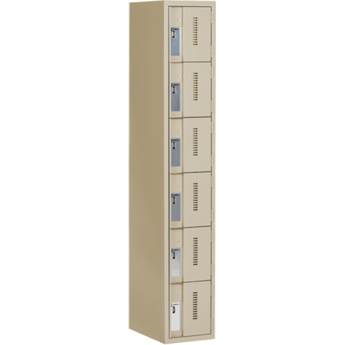 Concorde Heavy-Duty Lockers, 6 -tier, 12" x 18" x 72", Steel, Beige, Welded (Assembled) Toolneeds Inc.