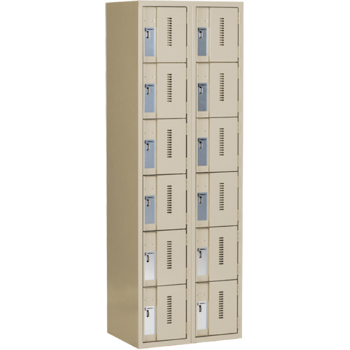 Concorde Heavy-Duty Lockers, 6 -tier, Bank of 2, 24" x 18" x 72", Steel, Beige, Welded (Assembled) Toolneeds Inc.