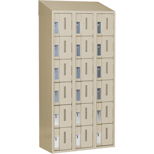 Concorde Heavy-Duty Lockers, 6 -tier, Bank of 3, 36" x 18" x 78", Steel, Beige, Welded (Assembled) Toolneeds Inc.
