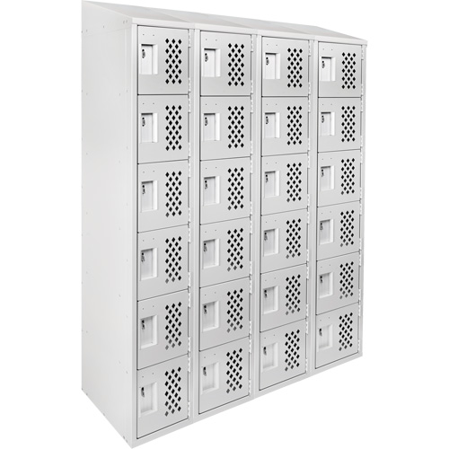 Assembled Clean Line Perforated Economy Lockers, 6 -tier, Bank of 4, 18" x 72" x 12", Steel Toolneeds Inc.