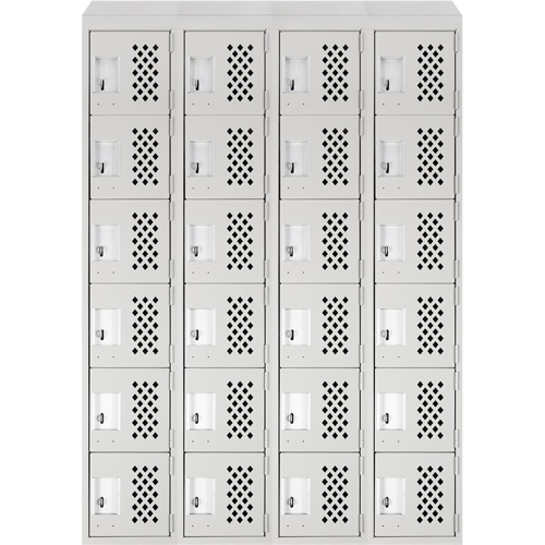 Assembled Clean Line Perforated Economy Lockers, 6 -tier, Bank of 4, 18" x 72" x 12", Steel Toolneeds Inc.