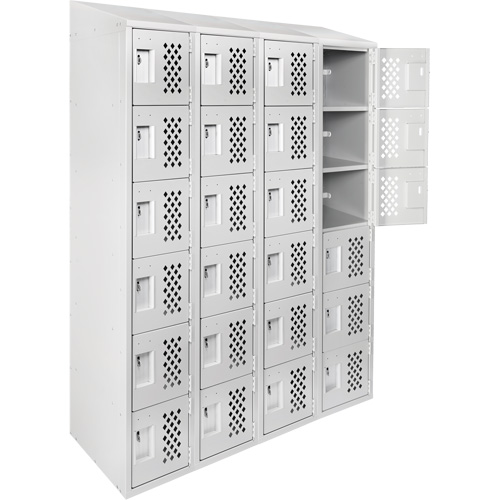 Assembled Clean Line Perforated Economy Lockers, 6 -tier, Bank of 4, 18" x 72" x 12", Steel Toolneeds Inc.