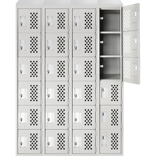 Assembled Clean Line Perforated Economy Lockers, 6 -tier, Bank of 4, 18" x 72" x 12", Steel Toolneeds Inc.