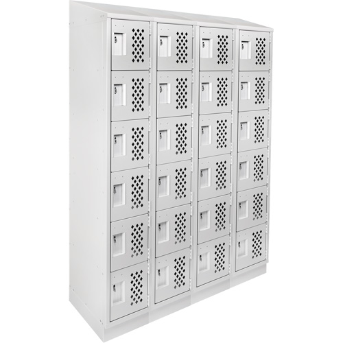 Assembled Clean Line Perforated Economy Lockers, 6 -tier, Bank of 4, 18" x 72" x 12", Steel Toolneeds Inc.