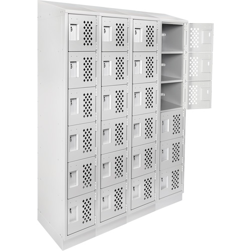 Assembled Clean Line Perforated Economy Lockers, 6 -tier, Bank of 4, 18" x 72" x 12", Steel Toolneeds Inc.