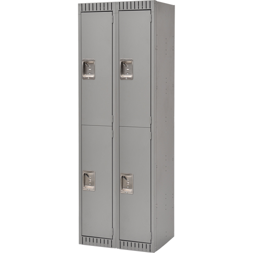 Lockers, 2 -tier, Bank of 2, 24" x 18" x 72", Steel, Grey, Knocked Down Toolneeds Inc.