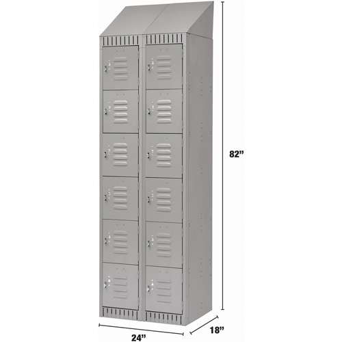 Casiers, 6 niveaux, Bloc de 2, 24" x 18" x 82", Acier, Gris, D&eacute;mont&eacute; Toolneeds Inc.