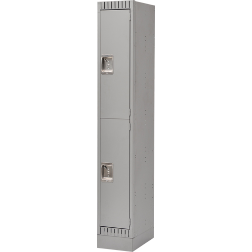 Assembled Lockers, 2 -tier, 12" x 18" x 72", Steel, Grey, Rivet (Assembled) Toolneeds Inc.