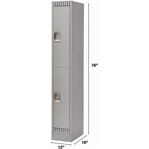 Lockers, 2 -tier, 12" x 18" x 76", Steel, Grey, Knocked Down Toolneeds Inc.