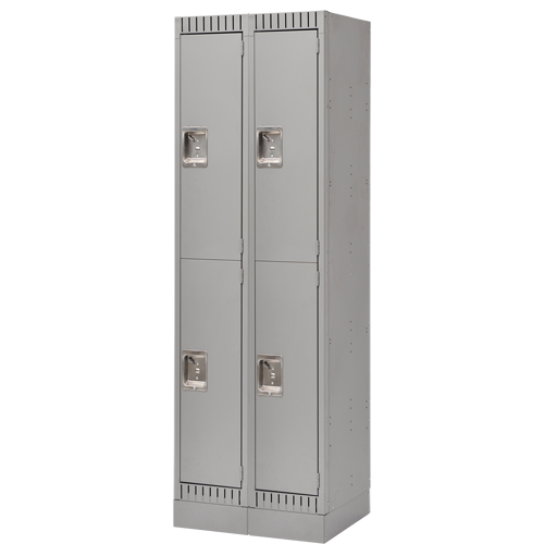 Assembled Lockers, 2 -tier, Bank of 2, 24" x 18" x 72", Steel, Grey, Rivet (Assembled) Toolneeds Inc.