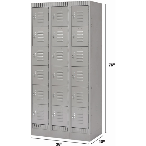 Casiers, 6 niveaux, Bloc de 3, 36" x 18" x 76", Acier, Gris, D&eacute;mont&eacute; Toolneeds Inc.