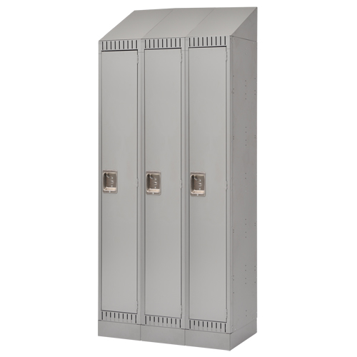 Assembled Lockers, Bank of 3, 36" x 18" x 72", Steel, Grey, Rivet (Assembled) Toolneeds Inc.