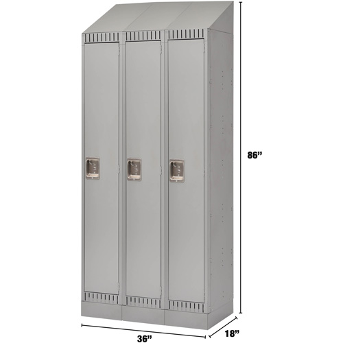 Lockers, Bank of 3, 36" x 18" x 86", Steel, Grey, Knocked Down Toolneeds Inc.