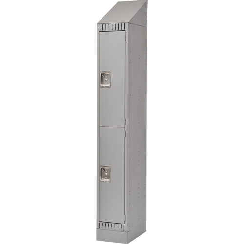 Assembled Lockers, 2 -tier, 12" x 18" x 72", Steel, Grey, Rivet (Assembled) Toolneeds Inc.