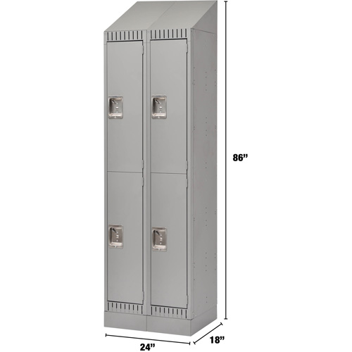 Casiers, 2 niveaux, Bloc de 2, 24" x 18" x 86", Acier, Gris, D&eacute;mont&eacute; Toolneeds Inc.