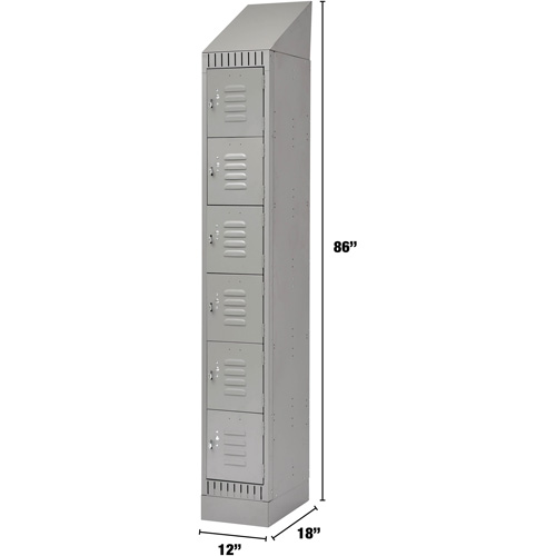 Lockers, 6 -tier, 12" x 18" x 86", Steel, Grey, Knocked Down Toolneeds Inc.