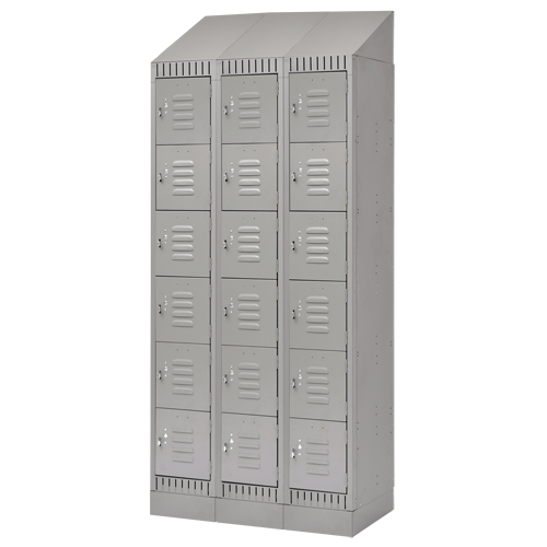 Lockers, 6 -tier, Bank of 3, 36" x 18" x 86", Steel, Grey, Knocked Down Toolneeds Inc.