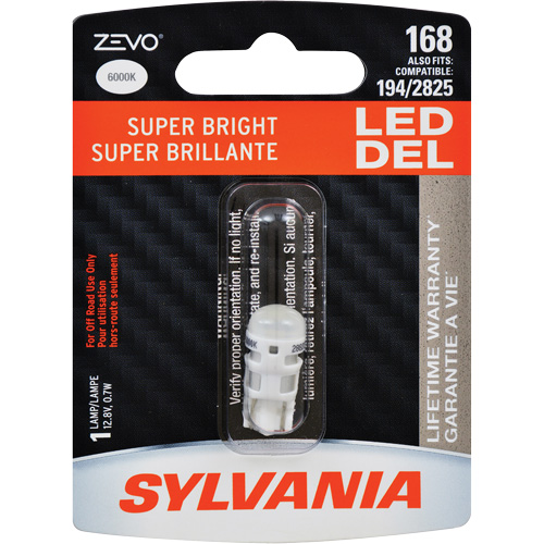 168 Mini-ampoule automobile Zevo, DEL, 0,7 W, Blanc Toolneeds Inc.