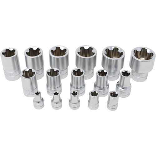 5-Point EPR Torx Socket Set, 16 Pieces, 1/4"/3/8"/1/2" Drive Size Toolneeds Inc.