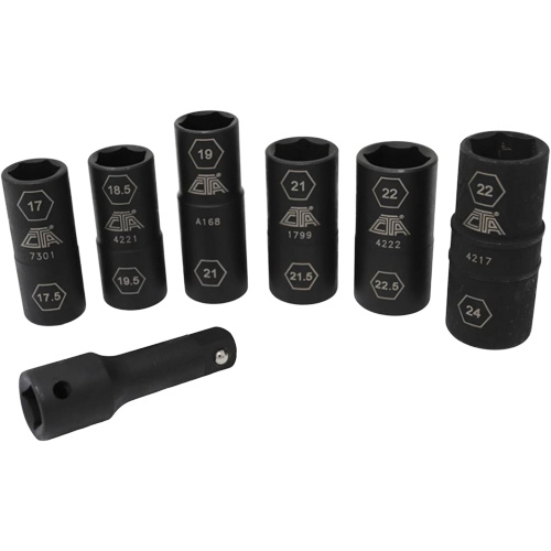 Half Metric Flip Socket Set, 7 Pcs, Impact, 1/2" Drive Size, Deep Toolneeds Inc.