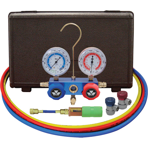Automotive Manifold Gauge Set with Mini Dye Injector & Manual Couplers Toolneeds Inc.