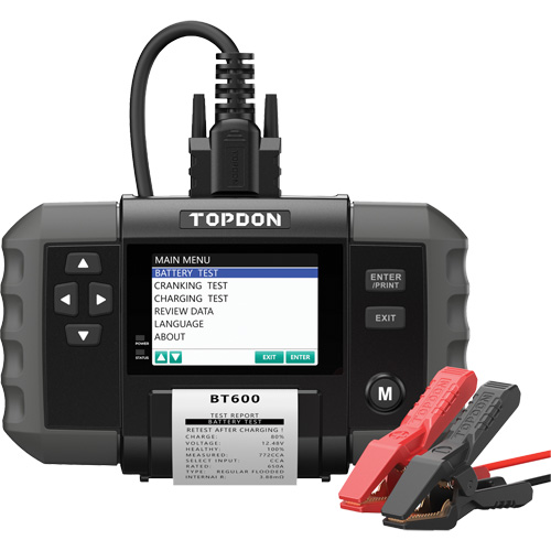 Testeur de batterie 12?V et de syst&egrave;mes 12?V/24?V BT600 avec imprimante int&eacute;gr&eacute;e Toolneeds Inc.