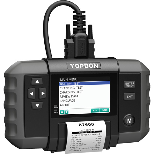 Testeur de batterie 12?V et de syst&egrave;mes 12?V/24?V BT600 avec imprimante int&eacute;gr&eacute;e Toolneeds Inc.