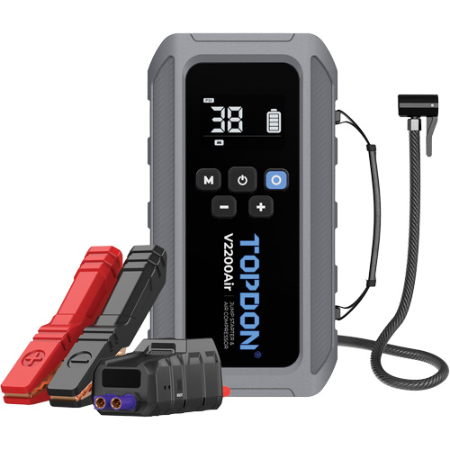 V2200Air 2-en-1: d&eacute;marreur de secours de 1200 A de pointe et gonfleur de pneus Toolneeds Inc.