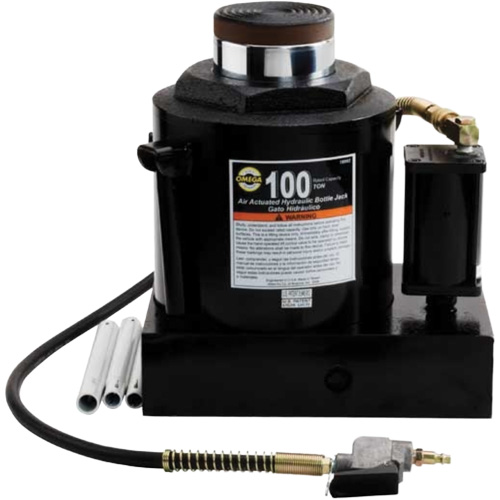 Air Actuated Bottle Jack, 100 Ton(s), Air Hydraulic/Manual Hydraulic, 17-22/25" Raised Height Toolneeds Inc.