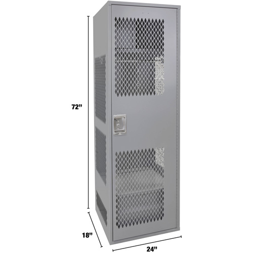 Gear Locker with Door, Steel, 24" W x 18" D x 72" H, Grey Toolneeds Inc.
