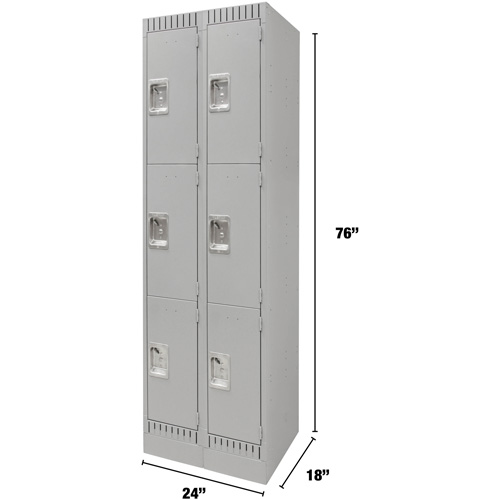 Casiers, 3 niveaux, Bloc de 2, 24" x 18" x 76", Acier, Gris, D&eacute;mont&eacute; Toolneeds Inc.