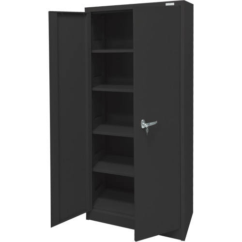 Armoire d'entreposage, Acier, 4 Tablettes, 66" h x 30" la x 15" P, Noir Toolneeds Inc.