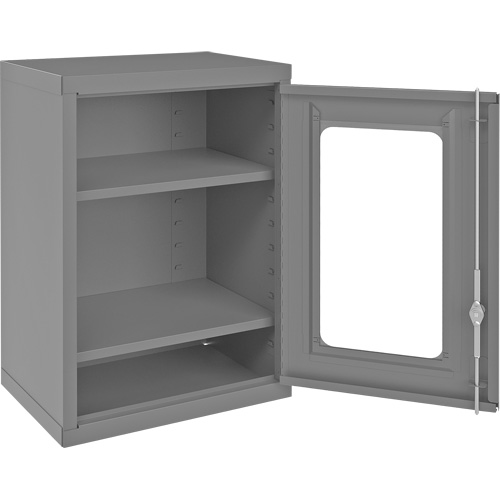 Armoire de rangement murale avec portes transparentes, 26-15/16" h x 18-1/8" la x 13-11/16" p, 2 tablettes, Acier, Gris Toolneeds Inc.