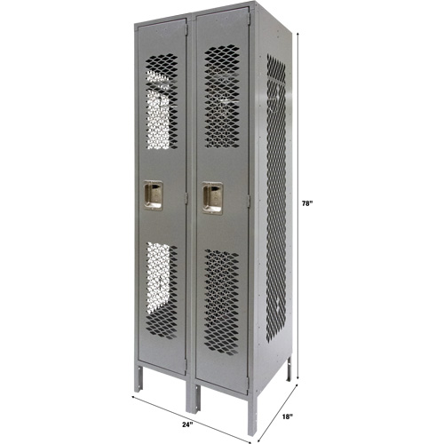 Casiers ventil&eacute;s, Bloc de 2, 24" x 18" x 78", Acier, Gris, D&eacute;mont&eacute;, Perfor&eacute; Toolneeds Inc.