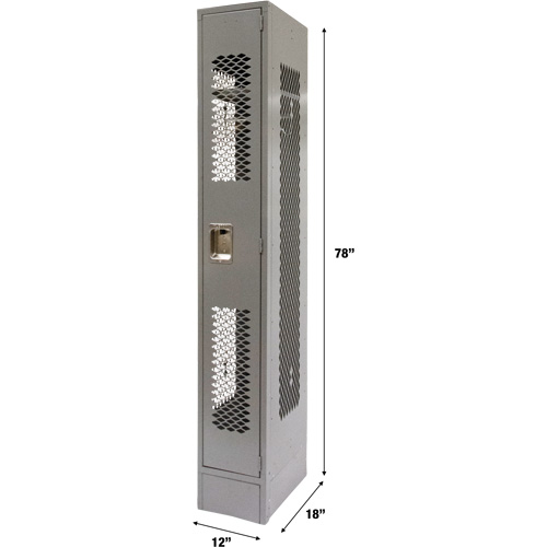 Vented Lockers, 12" x 18" x 78", Steel, Grey, Knocked Down, Perforated Toolneeds Inc.