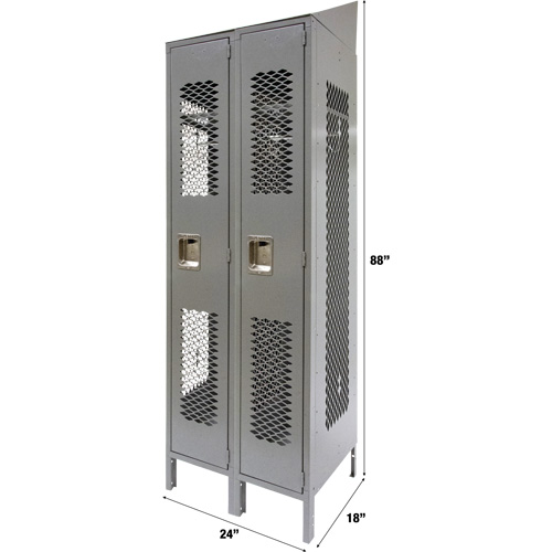 Casiers ventil&eacute;s, Bloc de 2, 24" x 18" x 88", Acier, Gris, D&eacute;mont&eacute;, Perfor&eacute; Toolneeds Inc.