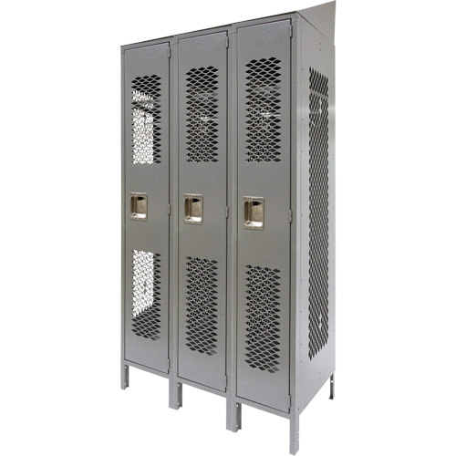Casiers ventil&eacute;s, Bloc de 3, 36" x 18" x 88", Acier, Gris, D&eacute;mont&eacute;, Perfor&eacute; Toolneeds Inc.