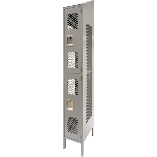 Casiers ventil&eacute;s, 2 niveaux, 12" x 18" x 88", Acier, Gris, D&eacute;mont&eacute;, Perfor&eacute; Toolneeds Inc.