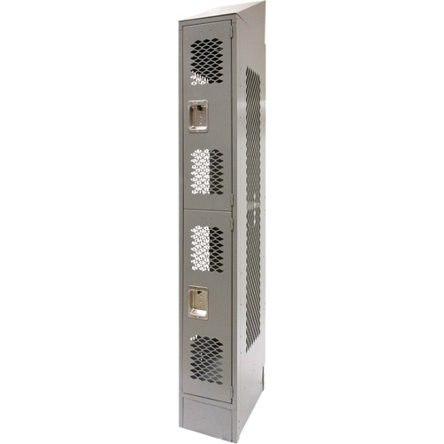 Vented Lockers, 2 -tier, 12" x 18" x 88", Steel, Grey, Knocked Down, Perforated Toolneeds Inc.