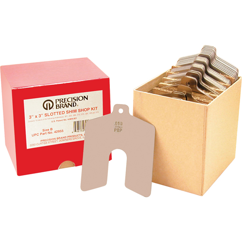 Slotted Shim Assortments, 2" L x 0.001"- 0.075" Thickness, 2" W, Stainless Steel Toolneeds Inc.