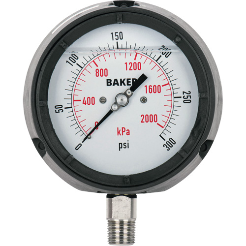 Pressure Gauge, 4-1/2" , 30"-0-15 psi, Bottom Mount, Liquid Filled Analogue Toolneeds Inc.